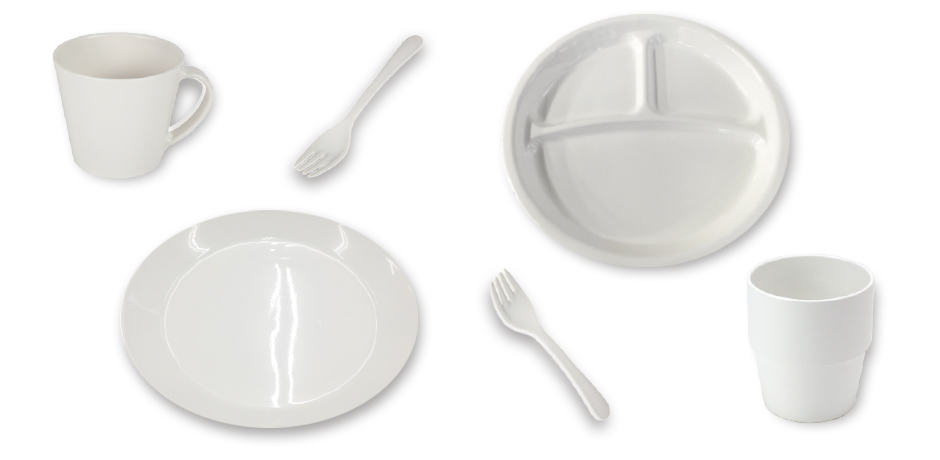 Reusable tableware using recycled PET